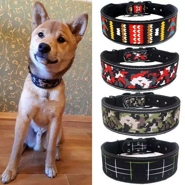 Padded wide reflective collar for dogs