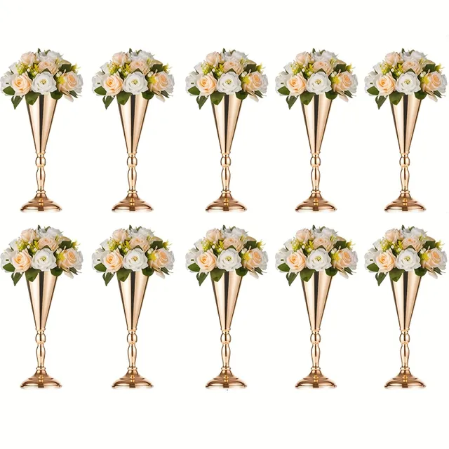 2ks, stolové kovové svadobné kvetinová váza, stôl dekoratívne centrum, umelá kvetinová dekorácia pre oslavu výročie narodenia rodinka Lane domáce dekorácie