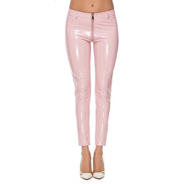 Pantaloni sexy din latex pentru femei cu fermoar