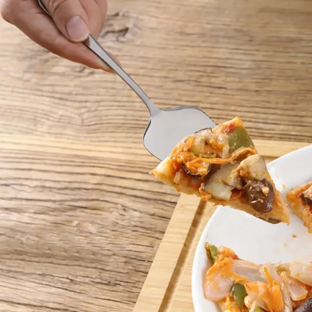 Couteau à gâteau en acier inoxydable - spatule à gâteaux et pizzas, couteau à desserts de mariage, couteau en métal avec lame dentelée