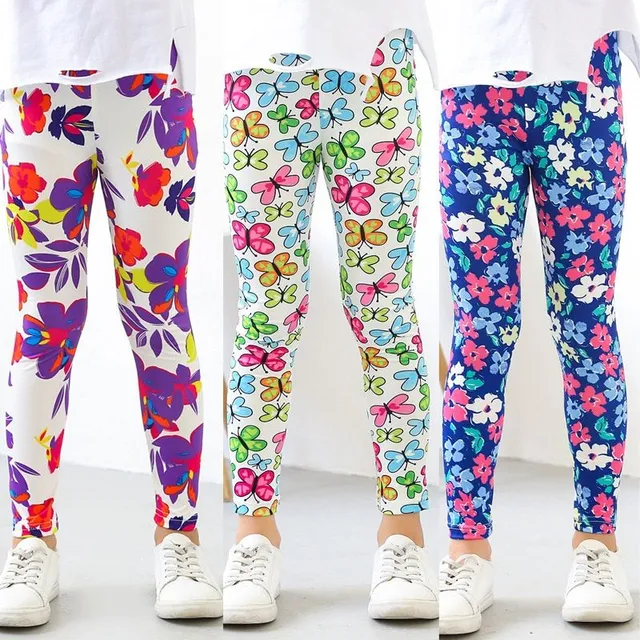 Girl spring leggings with thematic printing - Flower