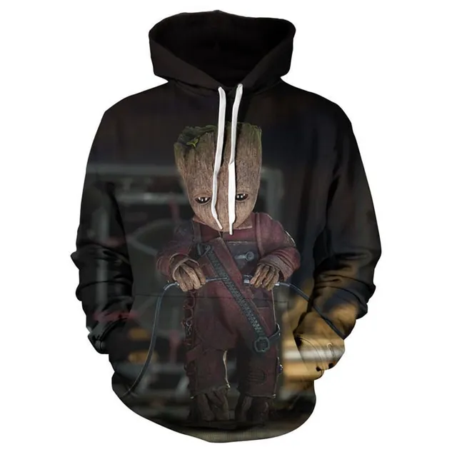 Unisex hoodie with Groot print and hood s w-1487