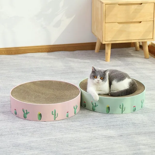 Nowoczesne praktyczne łóżko dla kotów ze skrobkiem i druk
