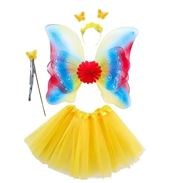 Costum de copii cu aripi de fluture și fustă galbenă Nancie