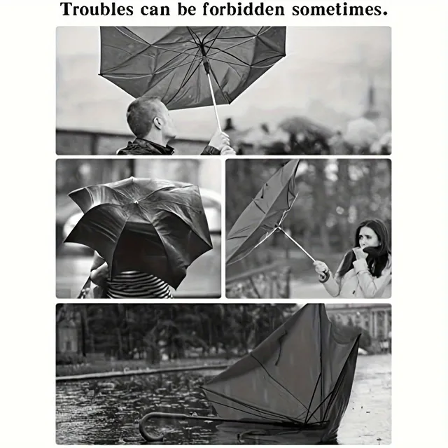 1pc Thick windproof double rain cover umbrella, portable and durable all-weather umbrella