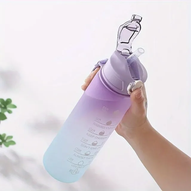 280ml/750ml Leakproof Water Bottle With Gradient And Straw - For Sport, Fitness, Gym And Travel - Includes Lanyard With Replacement Colour - Available In 9.5 Oz And 25 Oz Sizes