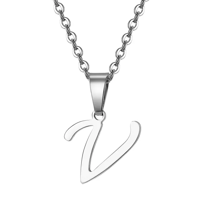 Necklace with letter of steel - Pendant with letter of stainless steel