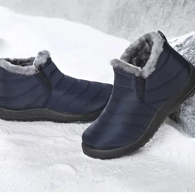 Women's winter boots - short waterproof snow boots with fur