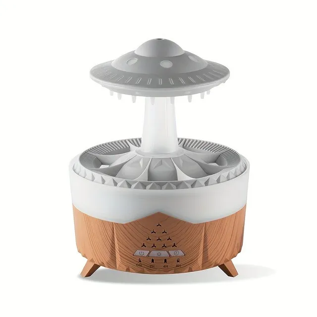 Air humidifier with rain cloud and drops, diffuser, aroma lamp