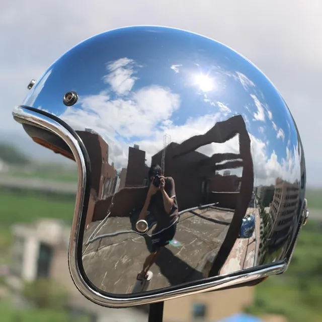 Chrome motorcycle helmet