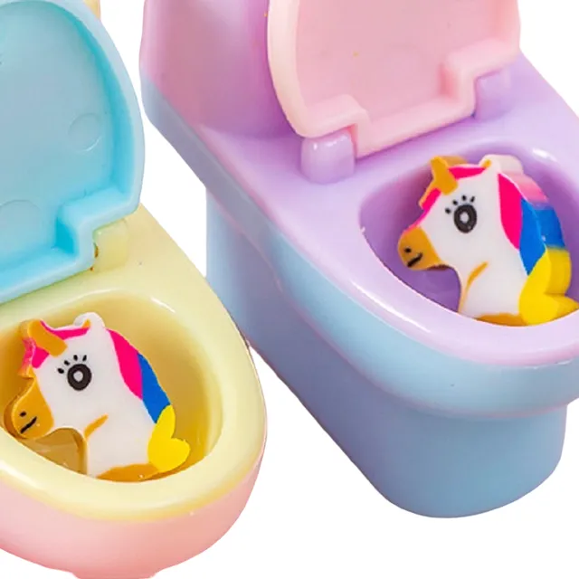 Manual pencil sharpener in the shape of toilet Baby sharpener with unicorn theme Pencil sharpener in unicorn shape Pencil sharpener with rubber for children