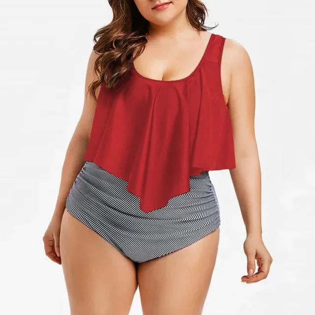 Maillot de bain Tankini taille haute avec imprimé volant