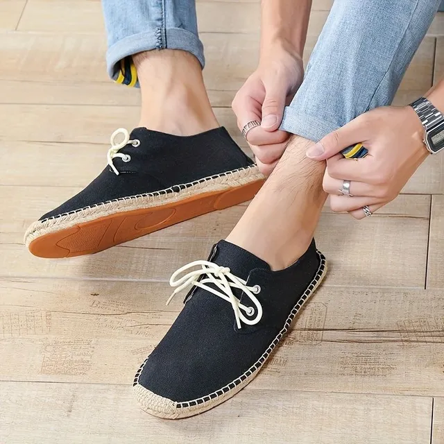 Lightweight breathable men's espadrilles with lace-up