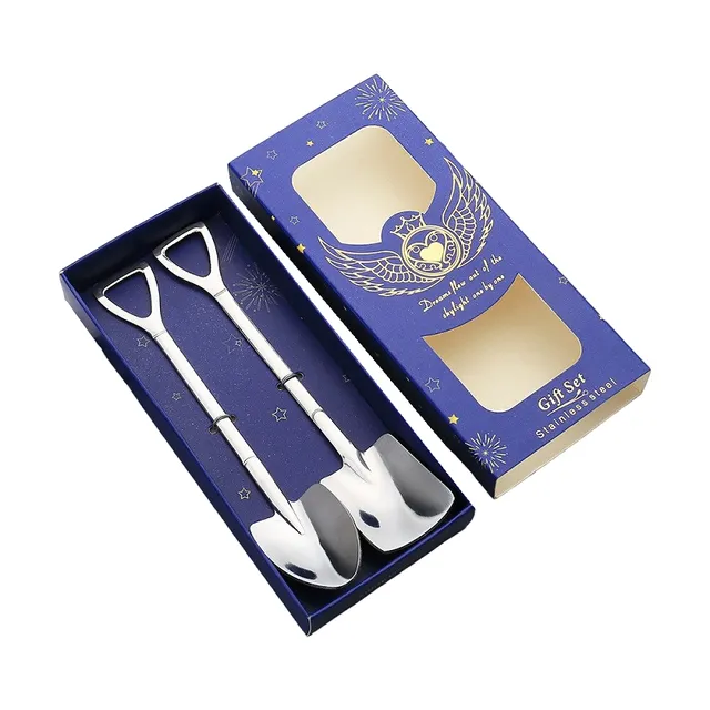 Shovel and spade spoons in gift box