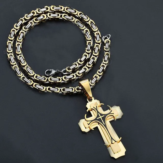 Men's stainless steel chain with cross