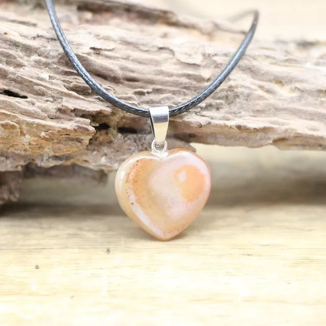 Beautiful necklace with heart-shaped pendant made of mineral with healing effects of Orcha