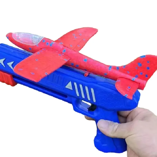 Firing plane with gun Foam plane with firing plastic gun for children Children outdoor toy 34 cm