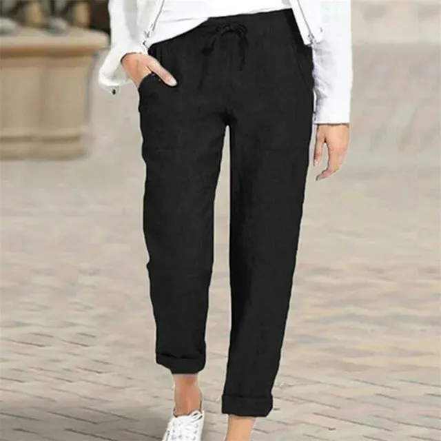 Women's high waist and pocket drawers - loose and casual long trousers for women