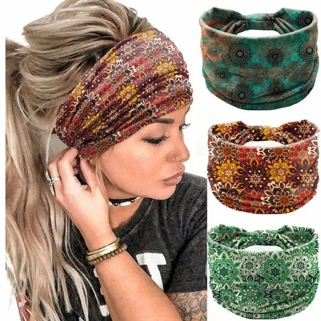 Bentita larga din bumbac elastic pentru femei - palarie boho