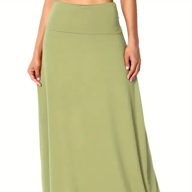 Casual maxi skirt for full-slim - with high waist, simple cut, ideal for spring and summer