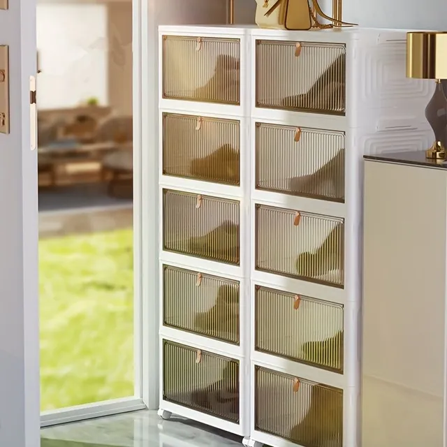Folding transparent boot box, home storage shelf, suitable for exterior