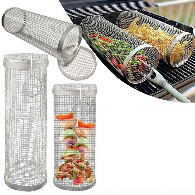 1/2pcs Stainless steel barbecue basket with non-stick pad