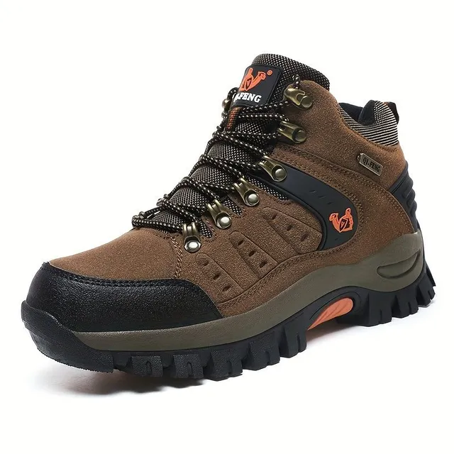 Men's fashionable and durable trekking shoes with laces, comfortable shoes with anti-slip sole for men's outdoor activities