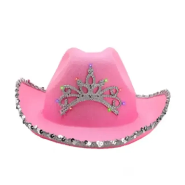 Children's cowboy pink hat with crown