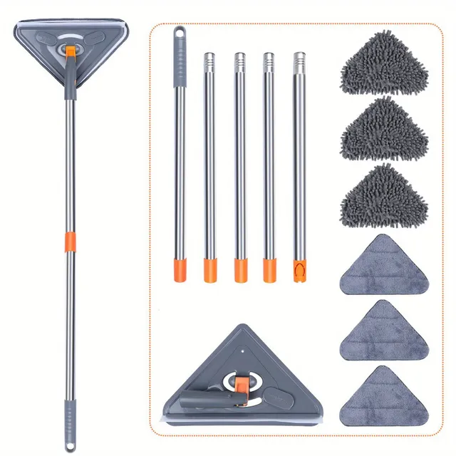 Mop attachment 215.9 cm with long handle for washing walls, ceilings, bar dust, window wiper - multifunctional cleaning set