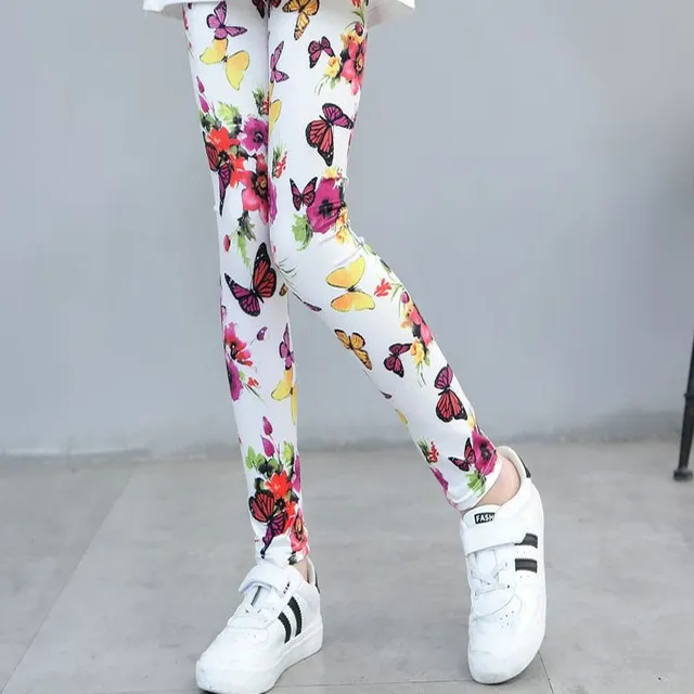 Girl spring leggings with thematic printing - Flower