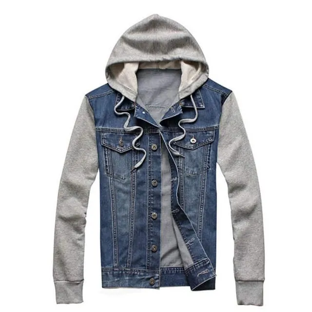 Denim jean jacket with hoodie