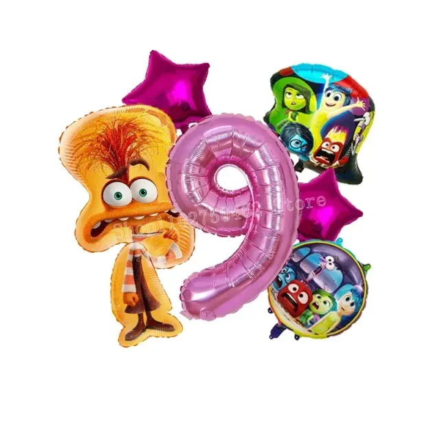 Ensemble de ballons d'anniversaire en aluminium avec numéro - personnages du film Vice-Versa 2