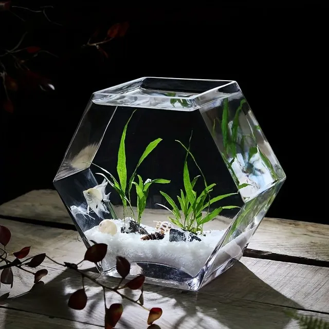 Kreatívne Hexagonálne sklo Ryby Tank Ryba Tank Váza Tabuľka Ryby Tank Transparentné Malé ryby Tank