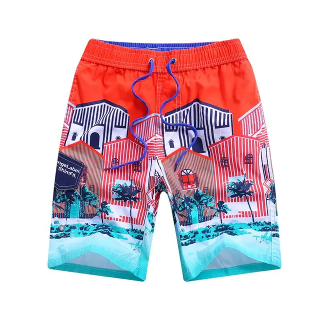 Boys beach shorts with print houses - 2 colors