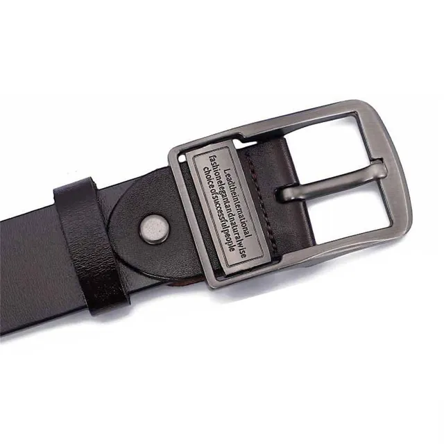 Men's leather belt with big pin buckle, pants belt