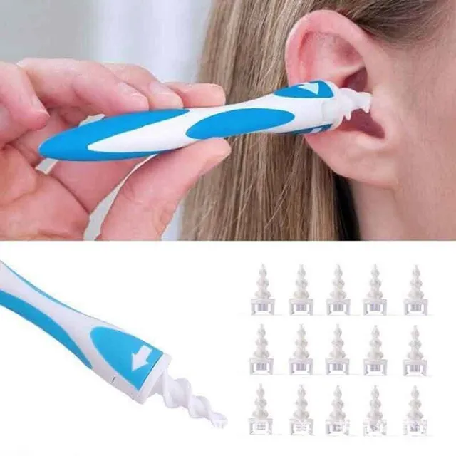 Spiral ear cleaner with extenders - silicone