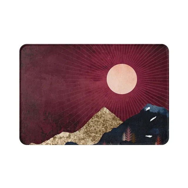 Tapis imprimé avec motif de coucher de soleil pour la cuisine avec traitement antidérapant