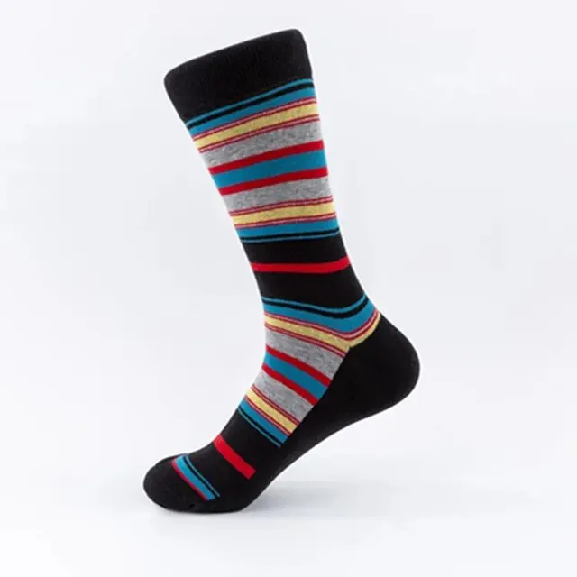 5 pairs of modern high socks with flexible hem with striped design in size 38 - 46