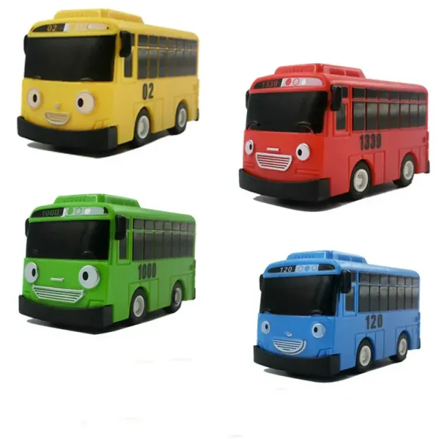 Autobuz 4 buc - modele de plastic cu mers înapoi