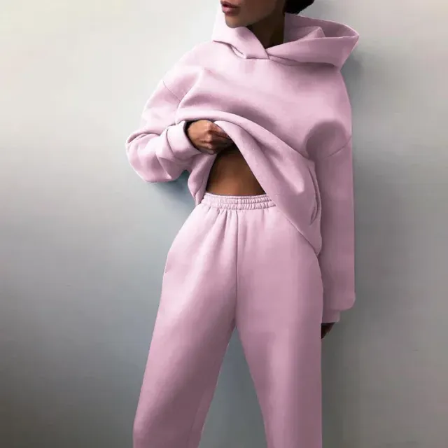 Sweat à capuche pour femme et pantalon de jogging à taille élastique