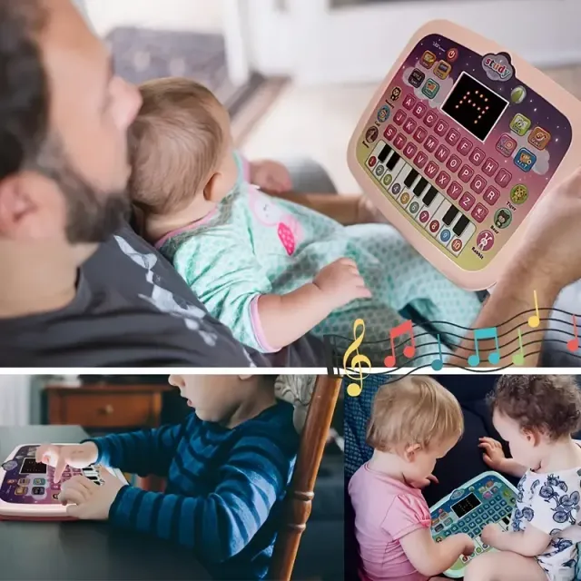 Tablet pentru copii, Placă de învățare pentru copii cu ecran LED Învățare a literelor, numerelor, cuvintelor, muzică, matematică Dezvoltare timpurie Jucărie electronică interactivă pentru băieți și fete (bateriile nu sunt incluse)