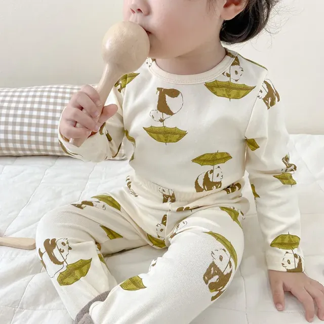 Set de pijamale unisex din bumbac cu design drăguț pentru copii mici, pijama snug fit