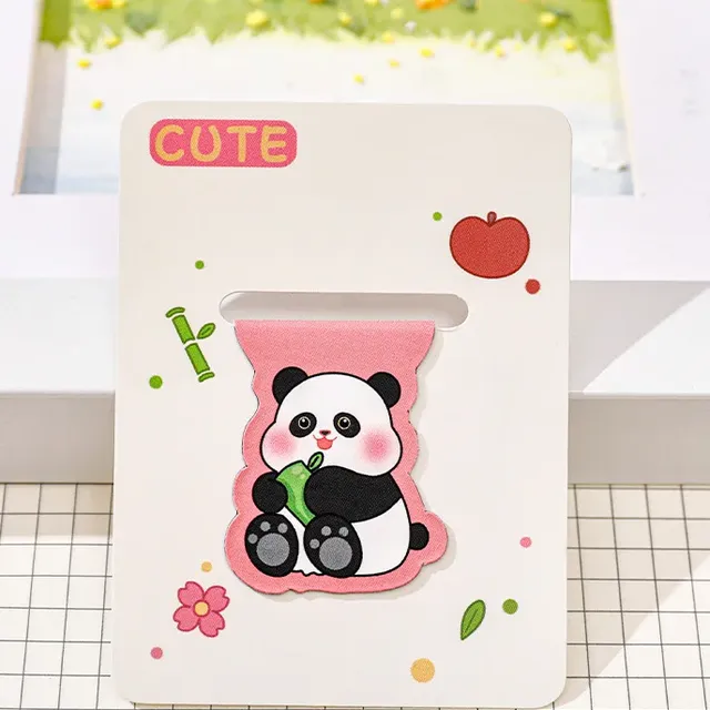 Set of 12 cute magnetic bookmarks with drawn panda for students