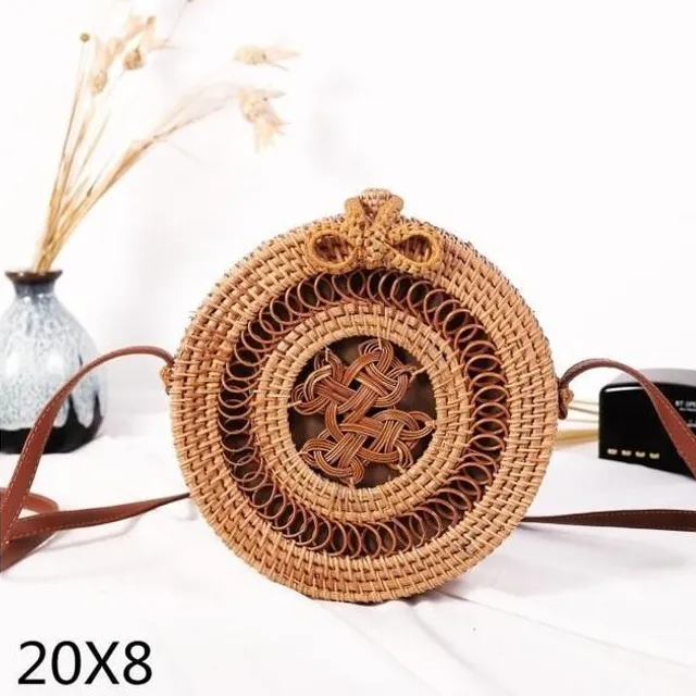 Rattan round handbag