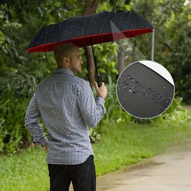 Automatic large men's umbrella with windproof vinyl cover, reinforced and reinforced