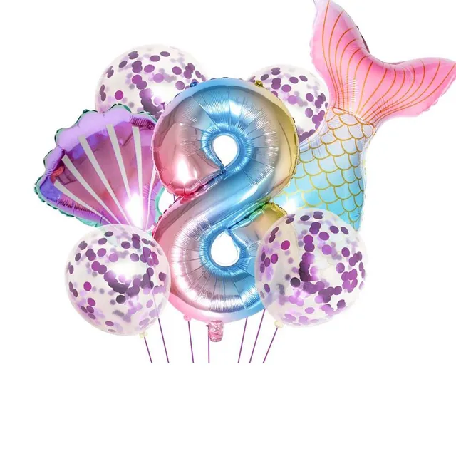 Children's birthday inflatable numbers in mermaid style