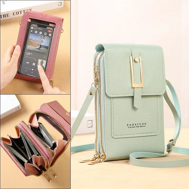 Women's crossbody soft leather purse with touch screen for phone, wallet and other small things