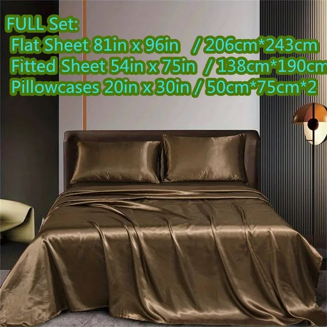 4pc Luxury satin sheets - Silk soft for sleeping for the bedroom and room for guests