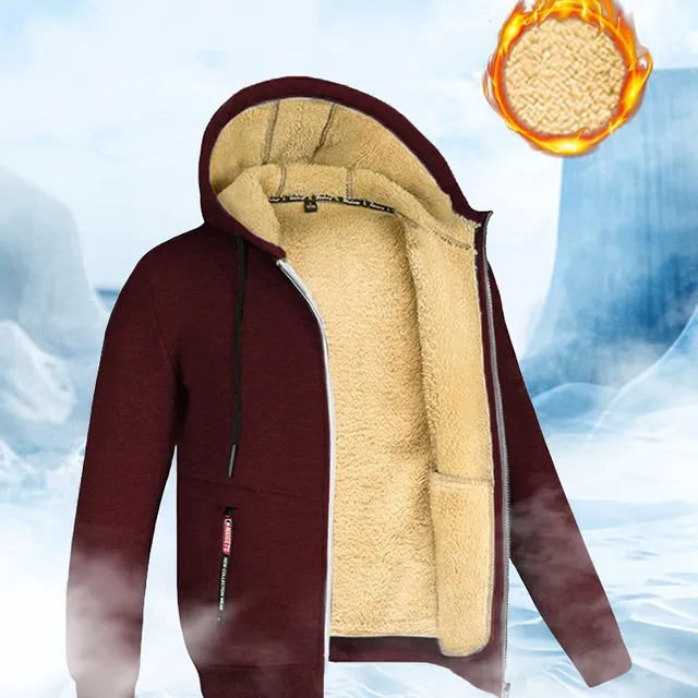 Men's winter sherpa hoodie - warm and stylish with zipper