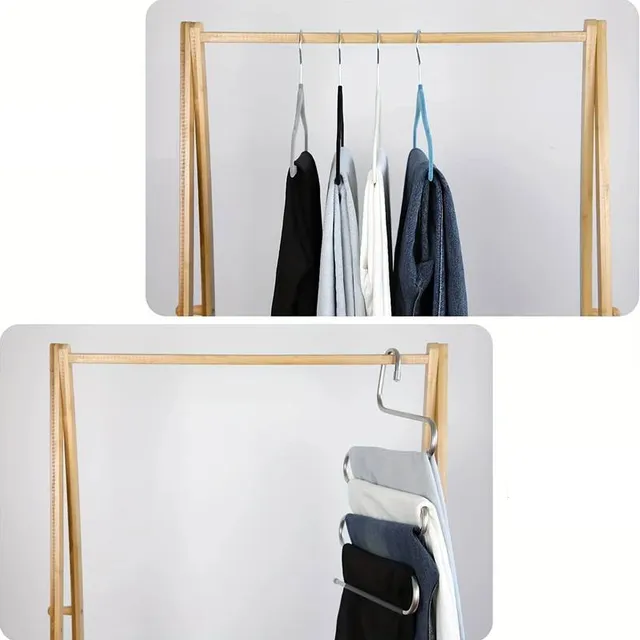 4x Saving stainless steel pants hangers - anti-slip, S-shaped, 5 floors